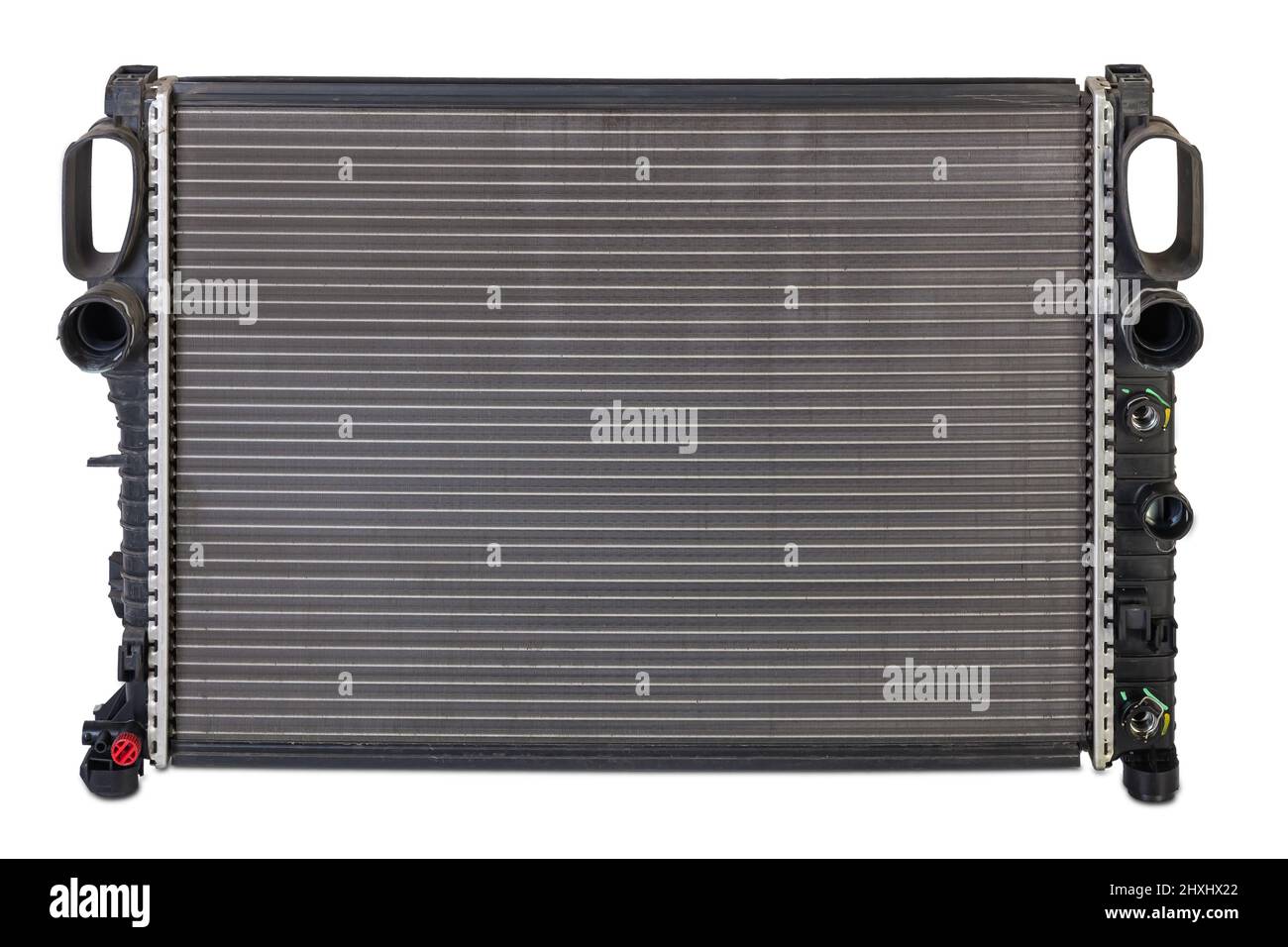 The aluminium radiator of engine on white, isolated background. Spare ...