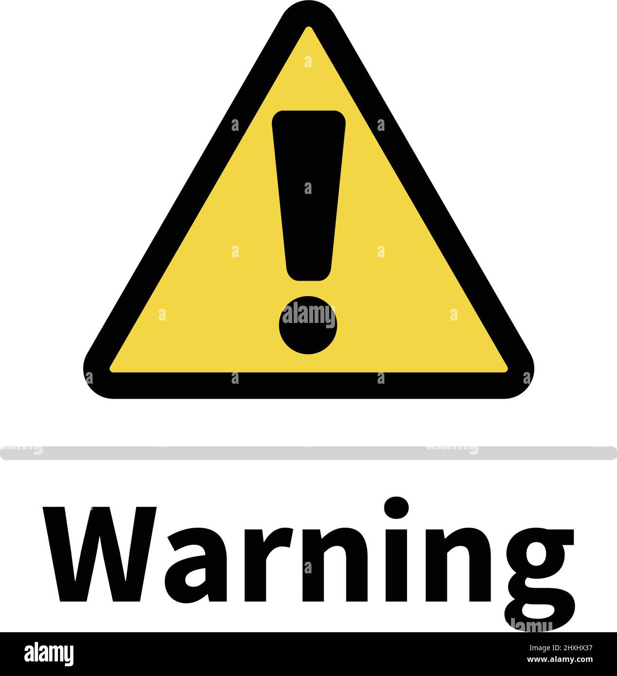 Triangular warning or caution signs. Editable vector. Stock Vector