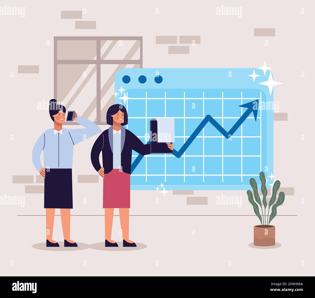 businesswomen with statistics template Stock Vector Image & Art - Alamy