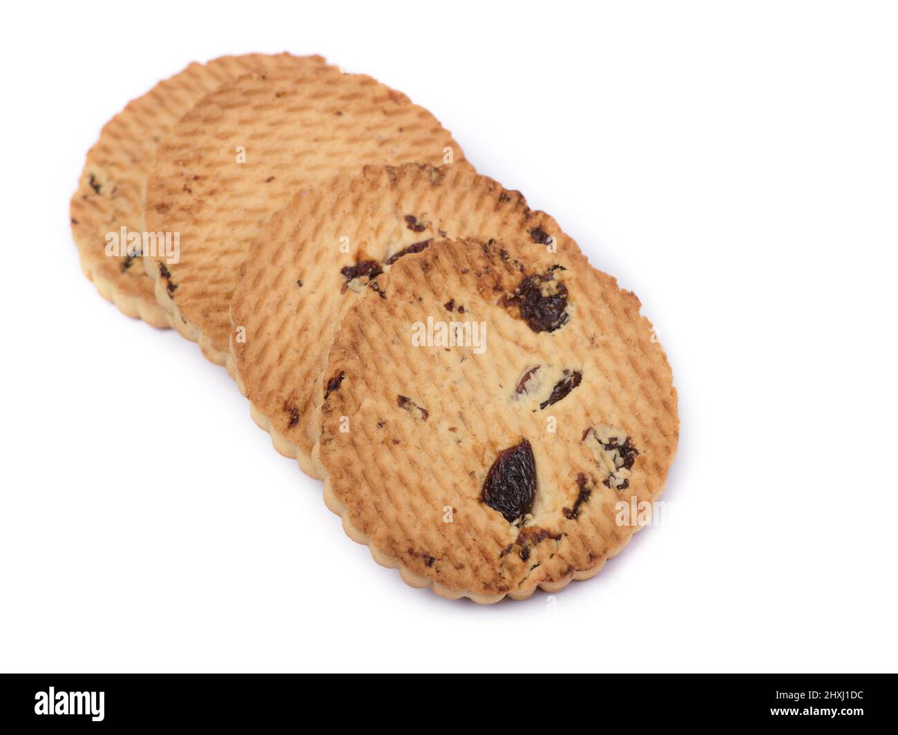 Stack of chip cookies with  raisin isolated over white background Stock Photo