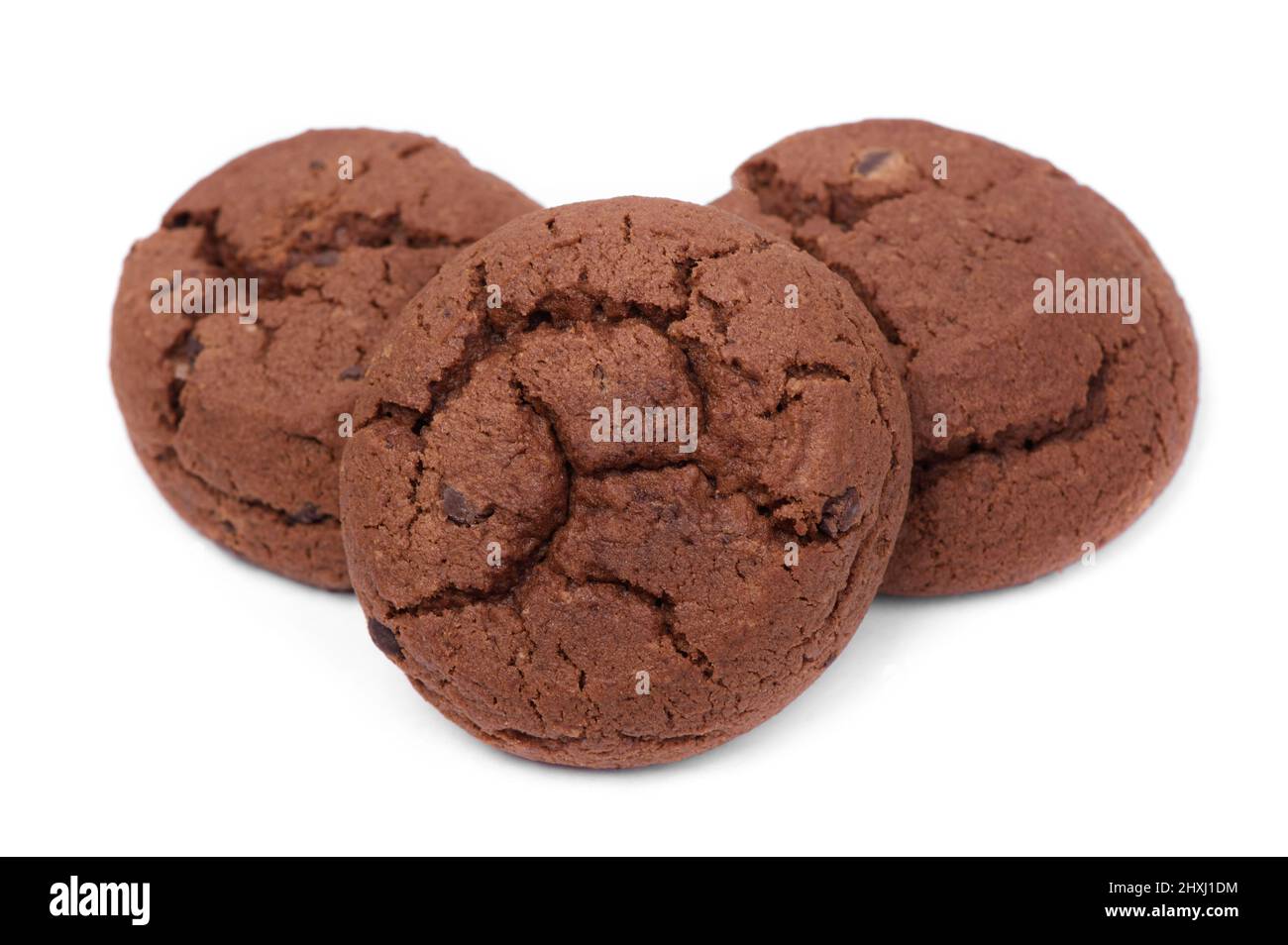 Chocolate oatmeal cookies isolated over white background Stock Photo