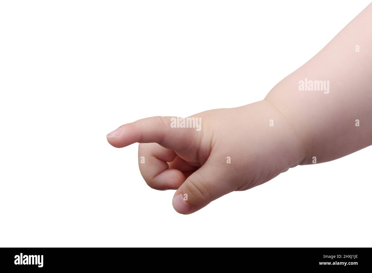 Small baby hand isolated on white background Stock Photo