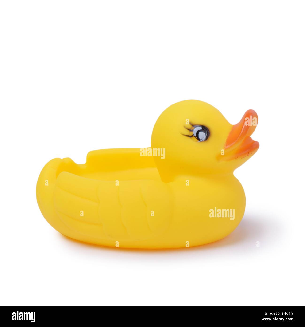 Yellow rubber duck toy isolated on white background Stock Photo