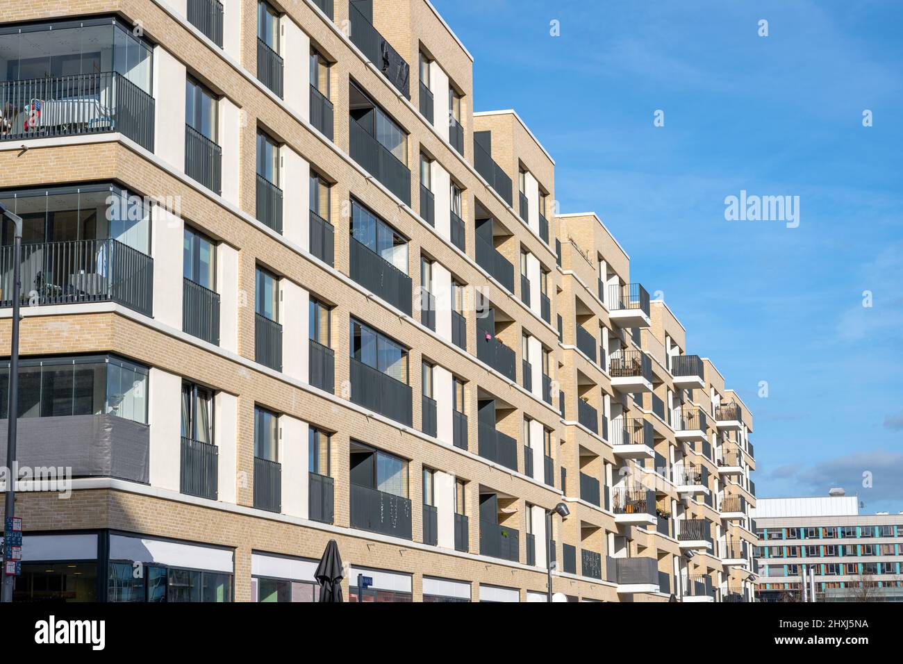 Modern apartment buildings in a housing development area in Berlin, Germany Stock Photo