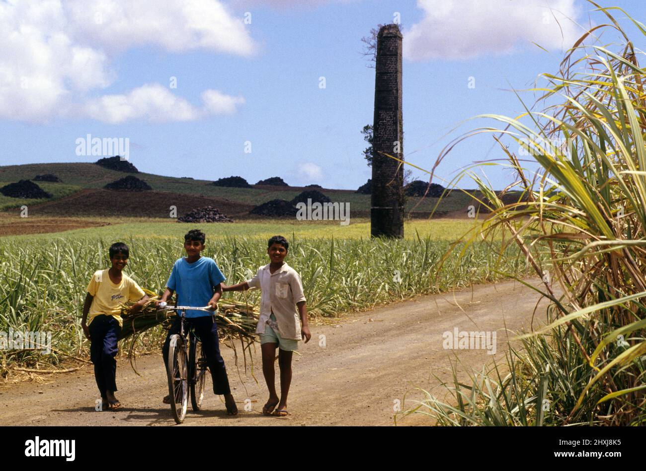 MAURITIUS ISLAND muslims, chinese, hindous, christians children playing all together Stock Photo