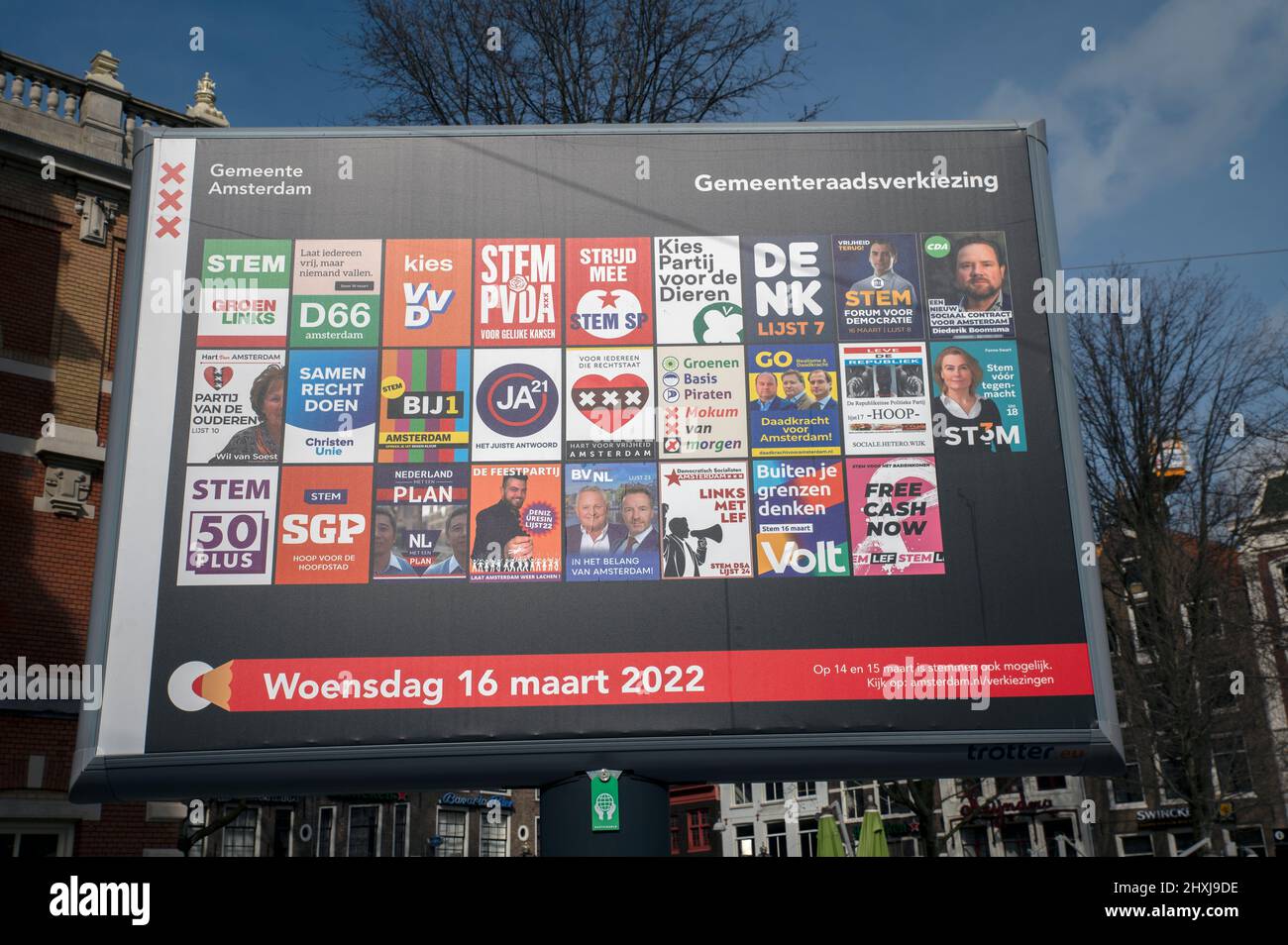 Billboard Elections At The Centrum Of Amsterdam The Netherlands 12-3-2022 Stock Photo