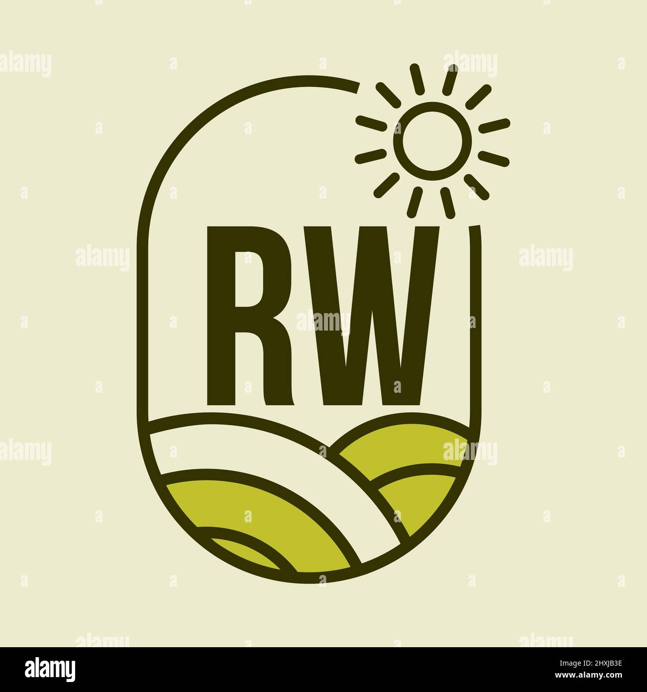Agriculture Logo On Letter RW Emblem Template. Letter RW Agro Farm ...