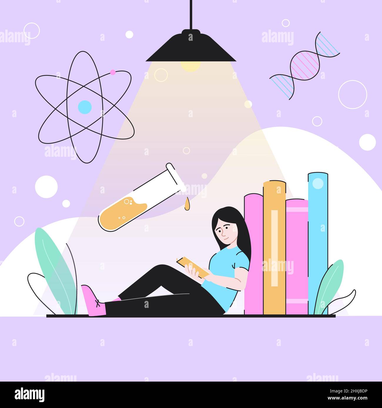 Person Studying Chemistry Illustration. Concept for laboratory, science, medicine and knowledge