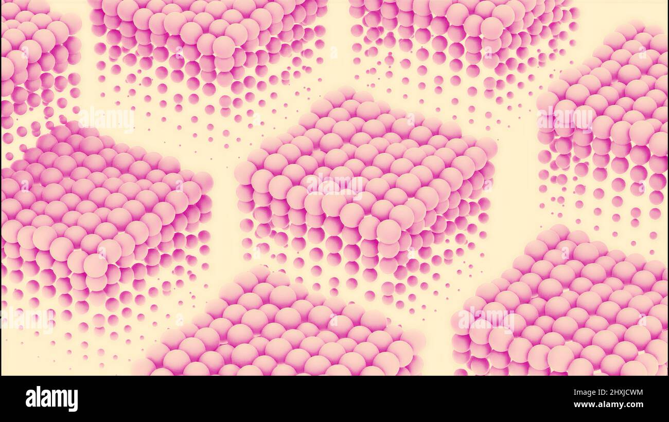 Abstract composition with 3d sphere clusters. Design. Pink glossy ...