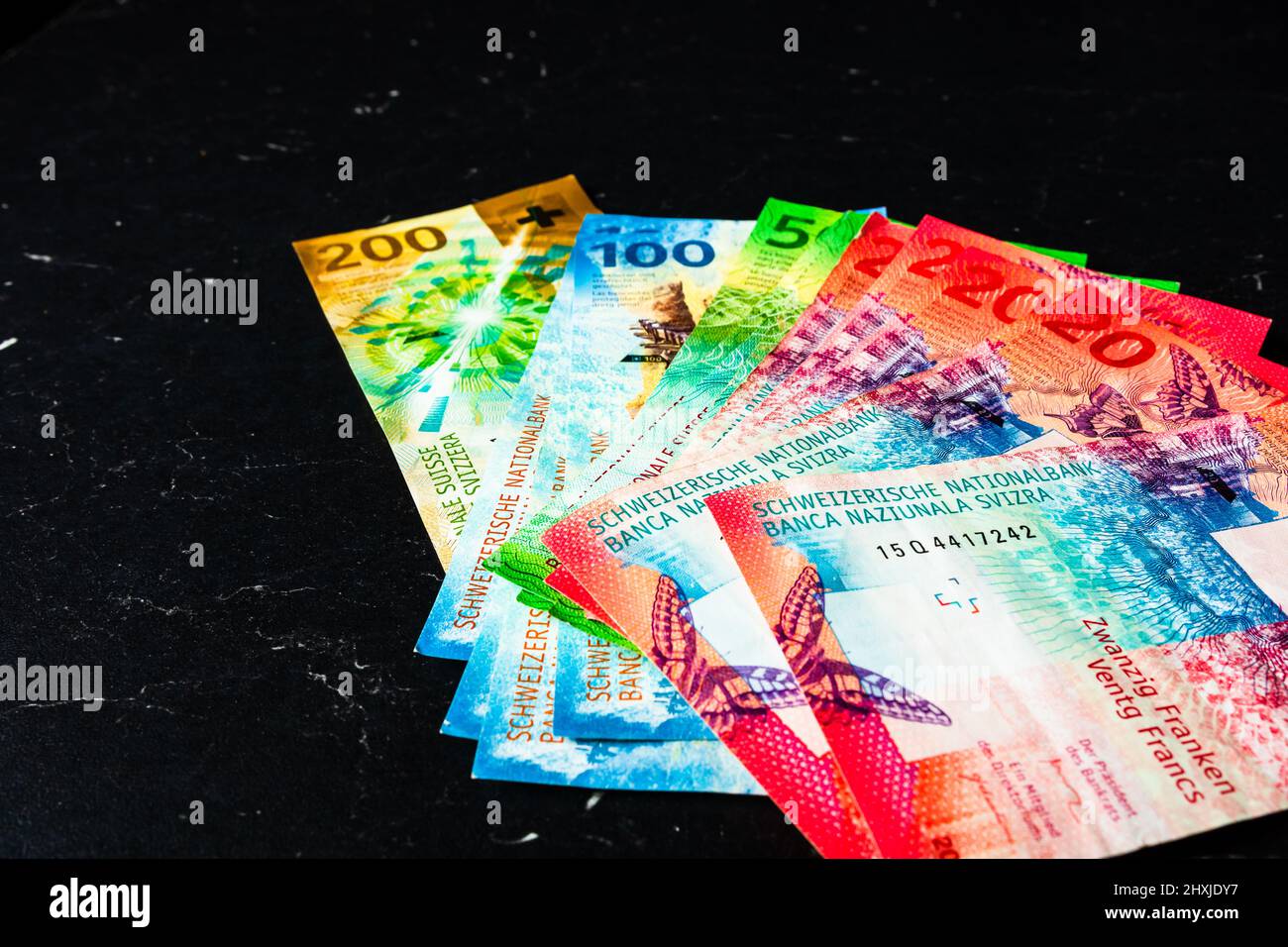 Swiss franc banknote. CHF currency, world money concept Stock Photo - Alamy