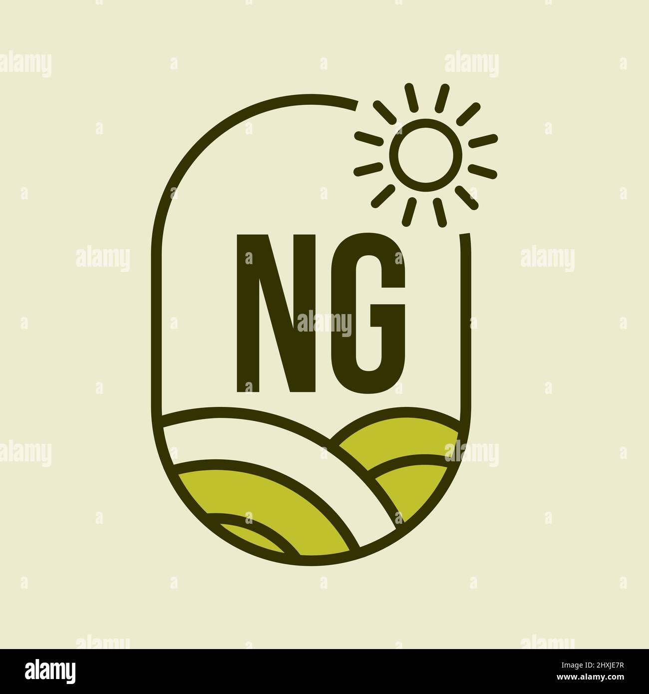 Agriculture Logo On Letter NG Emblem Template. Letter NG Agro Farm, Agribusiness, Eco-farm Sign Stock Vector