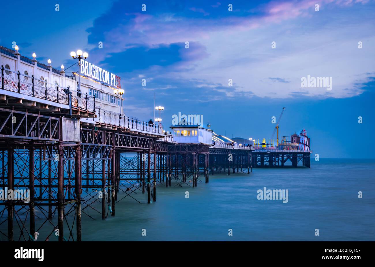 Dusk picture of Brighton Palace Pier, in Brighton, East Sussex Stock Photo
