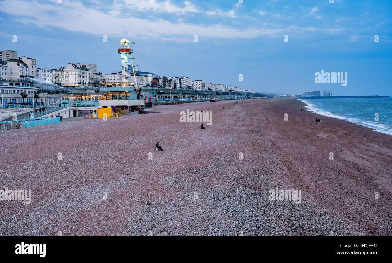 View of Brighton beach from Brighton Pier, in Brighton, East Sussex Stock Photo