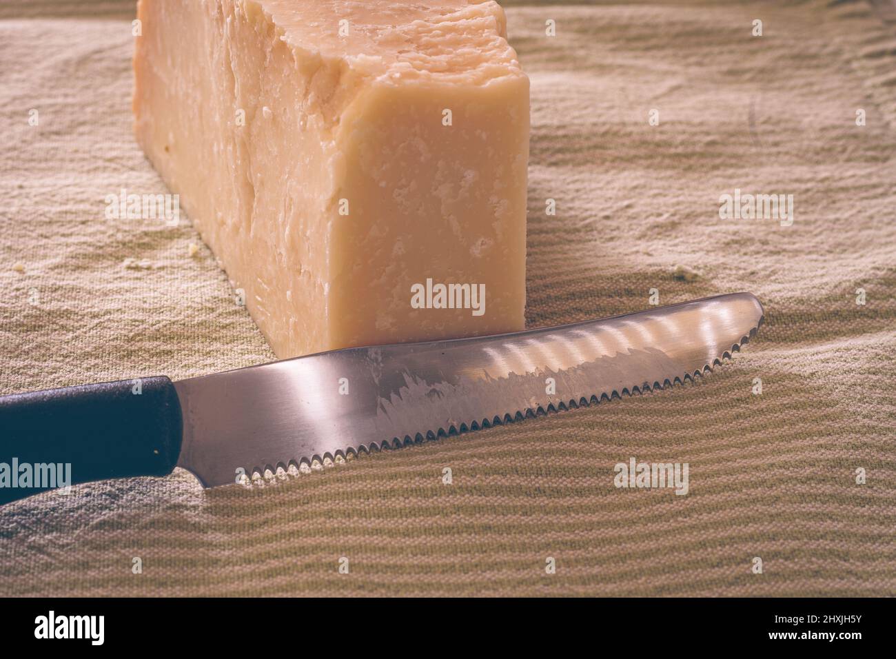Italian Parmigiano Cheese And A Knife Stock Photo Alamy