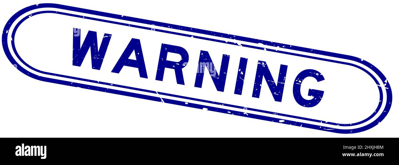 Grunge blue warning word rubber seal stamp on white background Stock ...