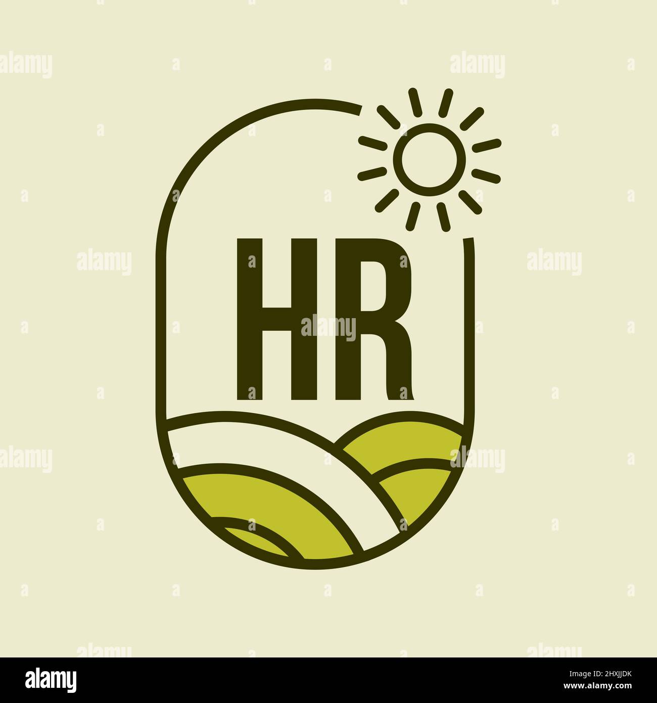 Agriculture Logo On Letter HR Emblem Template. Letter HR Agro Farm