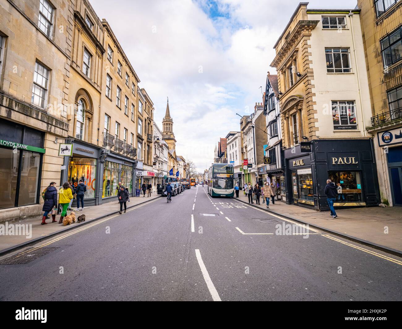 A view down Oxford High Street. Stock Photo