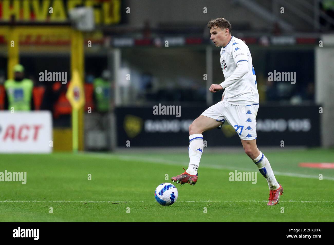 Szymon Zurkowski of Empoli Fc  in action during the Serie A match between Ac Milan and Empoli Fc at Stadio Giuseppe Meazza on March 12, 2022 in Milan, Italy. Stock Photo