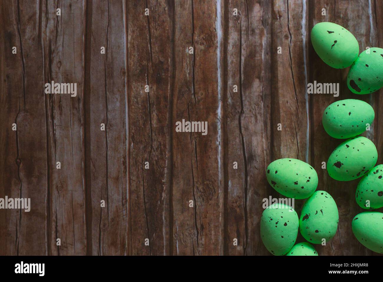 Easter eggs on wood background Stock Photo
