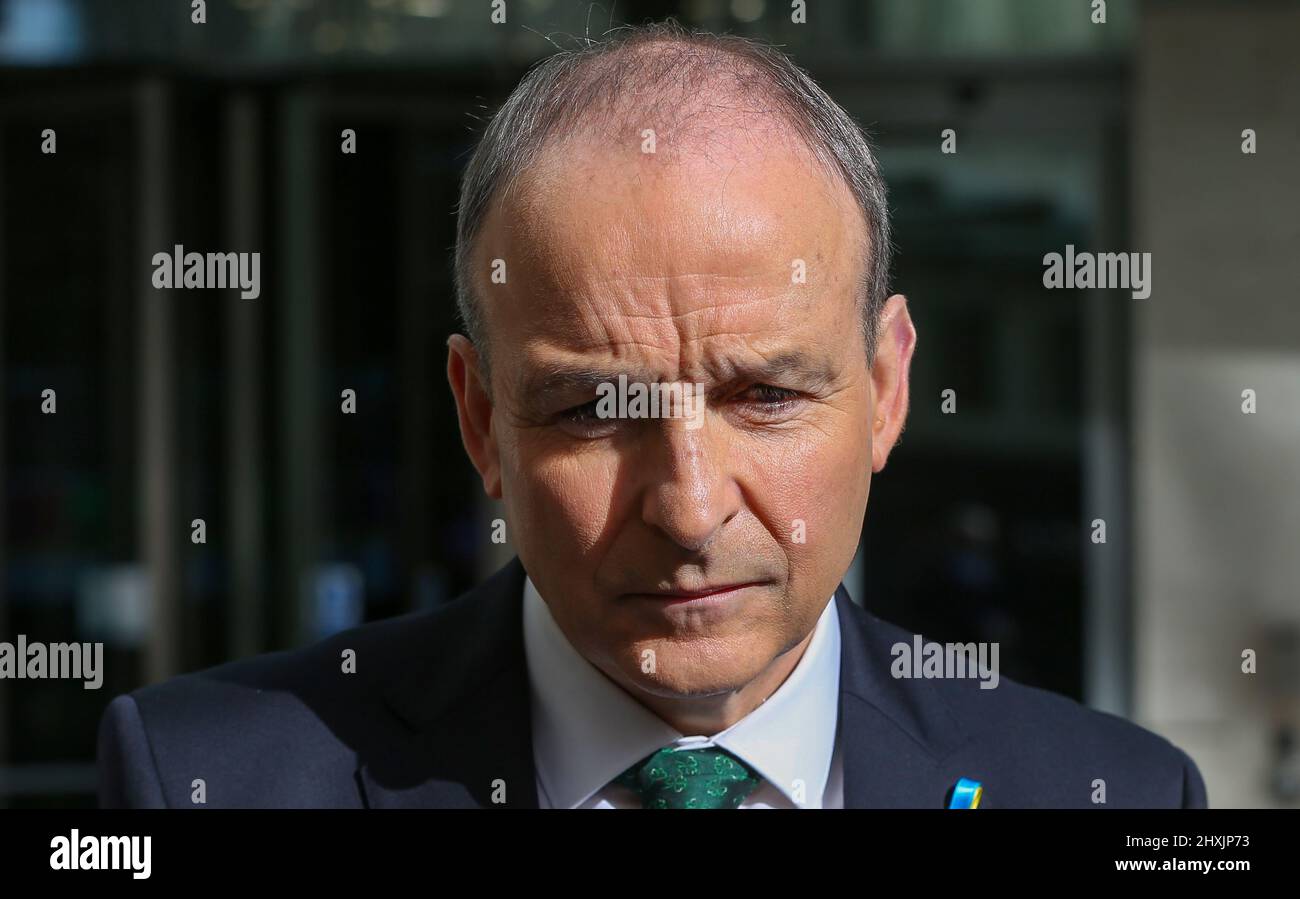 London, England, UK. 13th Mar, 2022. Irish Prime Minister MICHEAL MARTIN is seen outside BBC after appearing on tv show Sunday Morning. (Credit Image: © Tayfun Salci/ZUMA Press Wire) Stock Photo