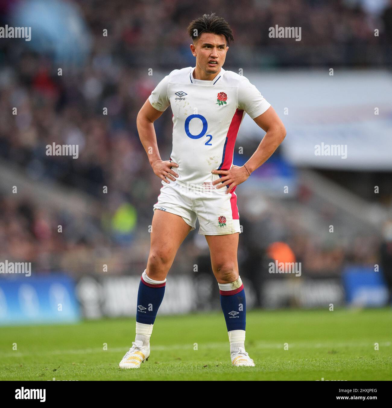 12 March 2022 - England v Ireland - Guinness Six Nations - Twickenham Stadium  England's Marcus Smith during the match against Ireland.  Picture Credit : © Mark Pain / Alamy Live News Stock Photo