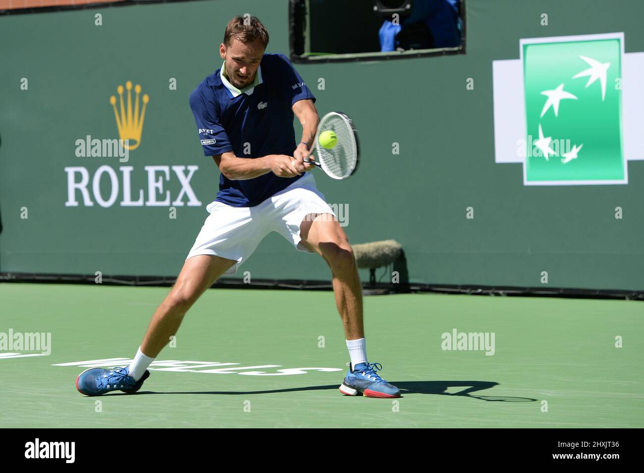 Daniil Medvedev (RUS) defeated Tomas Machac (CZE) 6-3, 6-2, at the BNP Paribas Open being played at Indian Wells Tennis Garden in Indian Wells, California on March 12, 2022: © Karla Kinne/Tennisclix/CSM Stock Photo