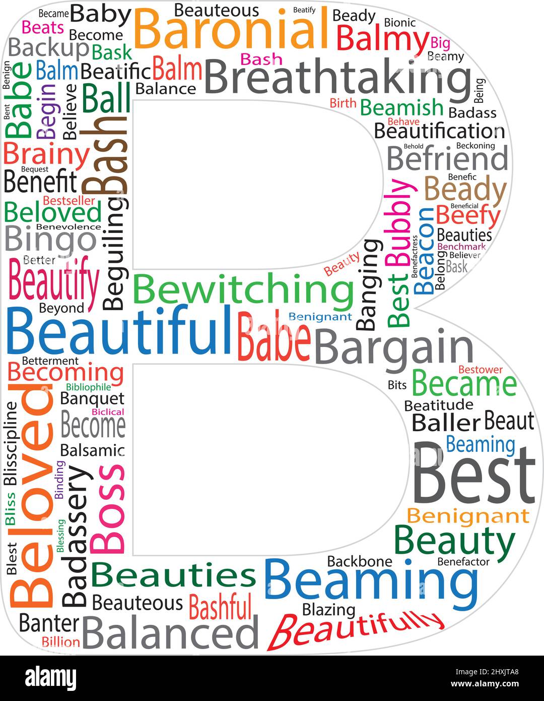 Word Cloud of Letter B. Positive Words for Nursery Students, Wallpaper,  Posters, Backgrounds, Book Covers Stock Vector Image & Art - Alamy