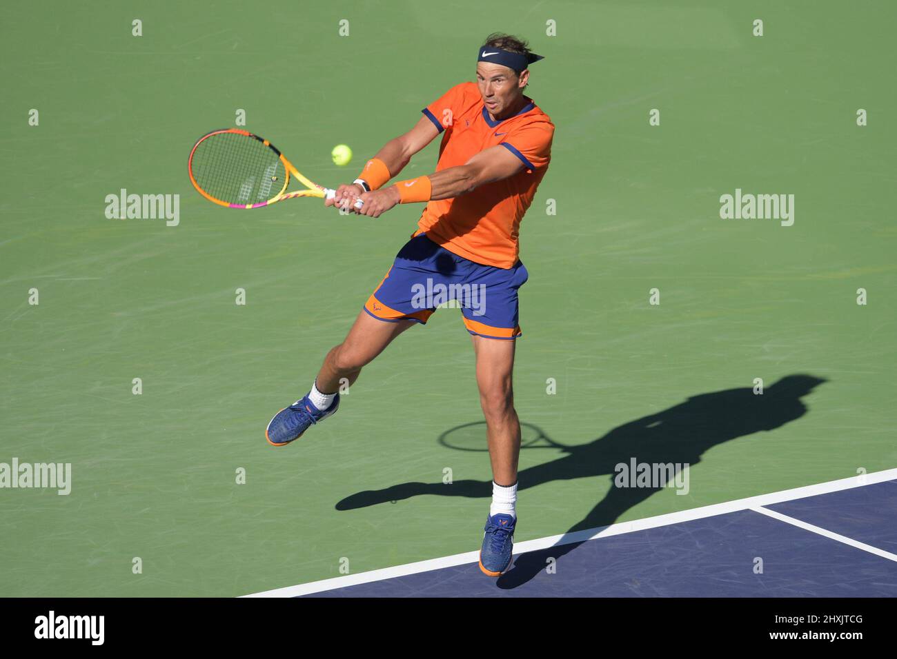 Rafael Nadal (ESP) defeated Sebastian Korda (USA) 6-2, 1-6, 7-6 (7-3), at the BNP Paribas Open being played at Indian Wells Tennis Garden in Indian Wells, California on March 12, 2022: © Karla Kinne/Tennisclix/CSM Stock Photo