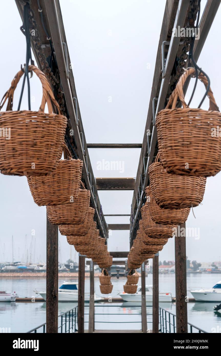 Traditional wicker sardine baskets at the Portimao Museum, Portugal Stock Photo