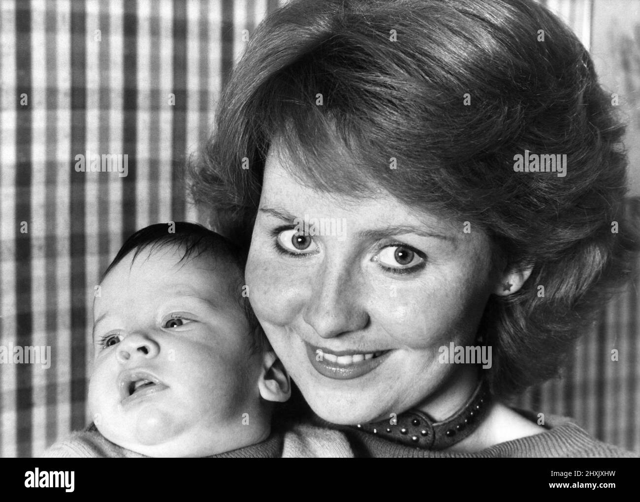 Lulu: Singer Lulu pictured with her 12 week old baby Jordan. September 1977 P035547 Stock Photo