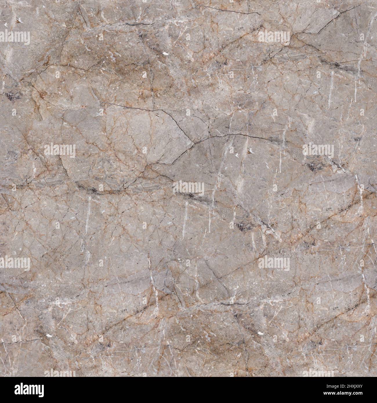 Grey marble texture with small cracks. Seamless square background, tile ready. Stock Photo