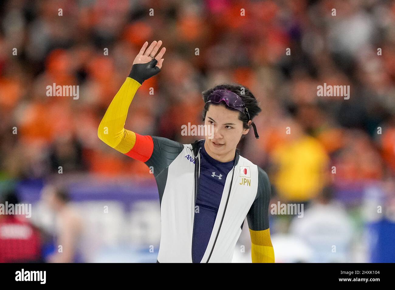 HEERENVEEN, NETHERLANDS - MARCH 13: Yamato Matsui of Japan competing in the 500m Men during the ISU World Cup Speed Skating Final at the Thialf on March 13, 2022 in Heerenveen, Netherlands (Photo by Douwe Bijlsma/Orange Pictures) Stock Photo
