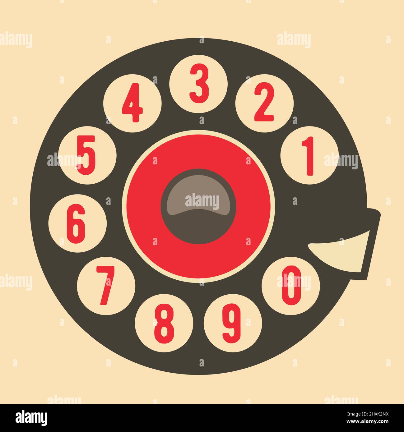 Old rotary phone, retro telephone disk dial, vintage telephone dialer, vector Stock Vector