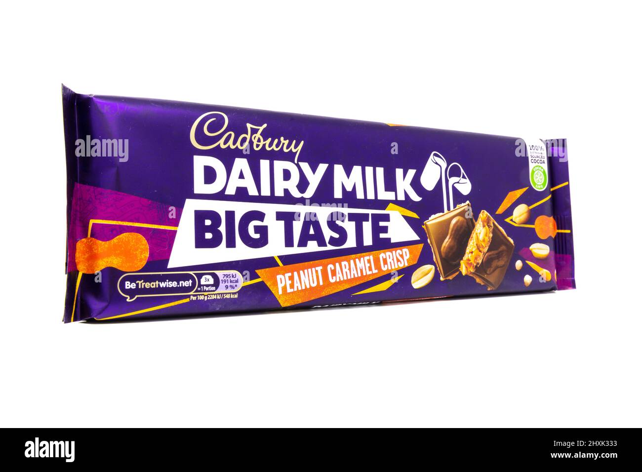Cadbury Dairy Milk Big Taste Peanut Caramel Crisp Chocolate Bar Stock