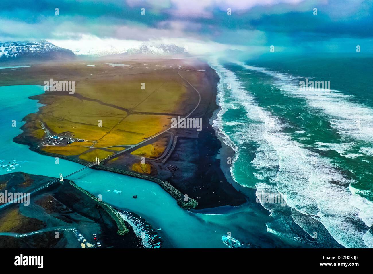 Aerial view of Diamond Beach Iceland Europe Stock Photo Alamy