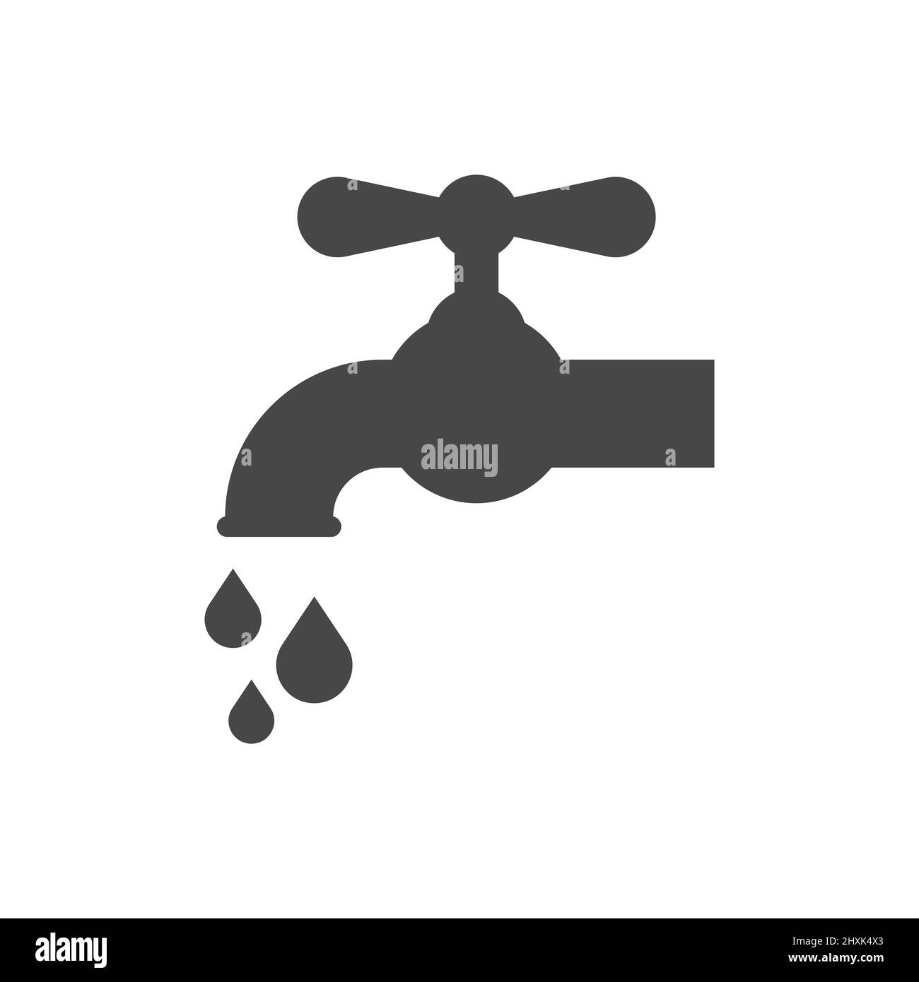 Faucet with water drops black vector icon. Tab simple filled symbol. Stock Vector