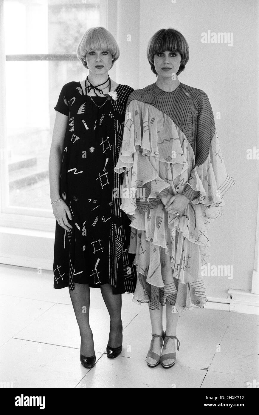 Actress Joanna Lumley with the winner of the Purdey haircut competition winner. April 1977. Stock Photo