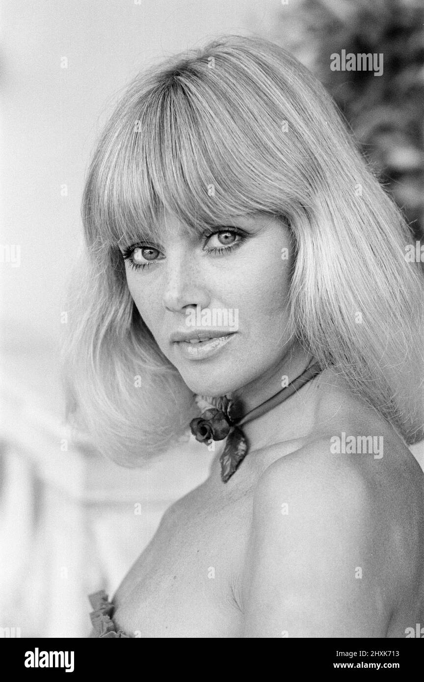 Britt Ekland, Swedish actress, pictured at home in Beverly Hills, Los Angeles, California, USA, July 1977. Stock Photo