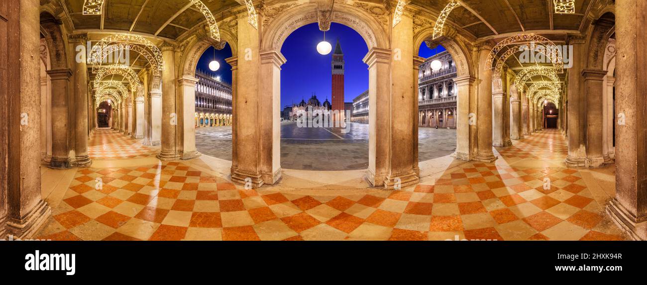 Venice, Italy at San Marco Piazza during blue hour. Stock Photo