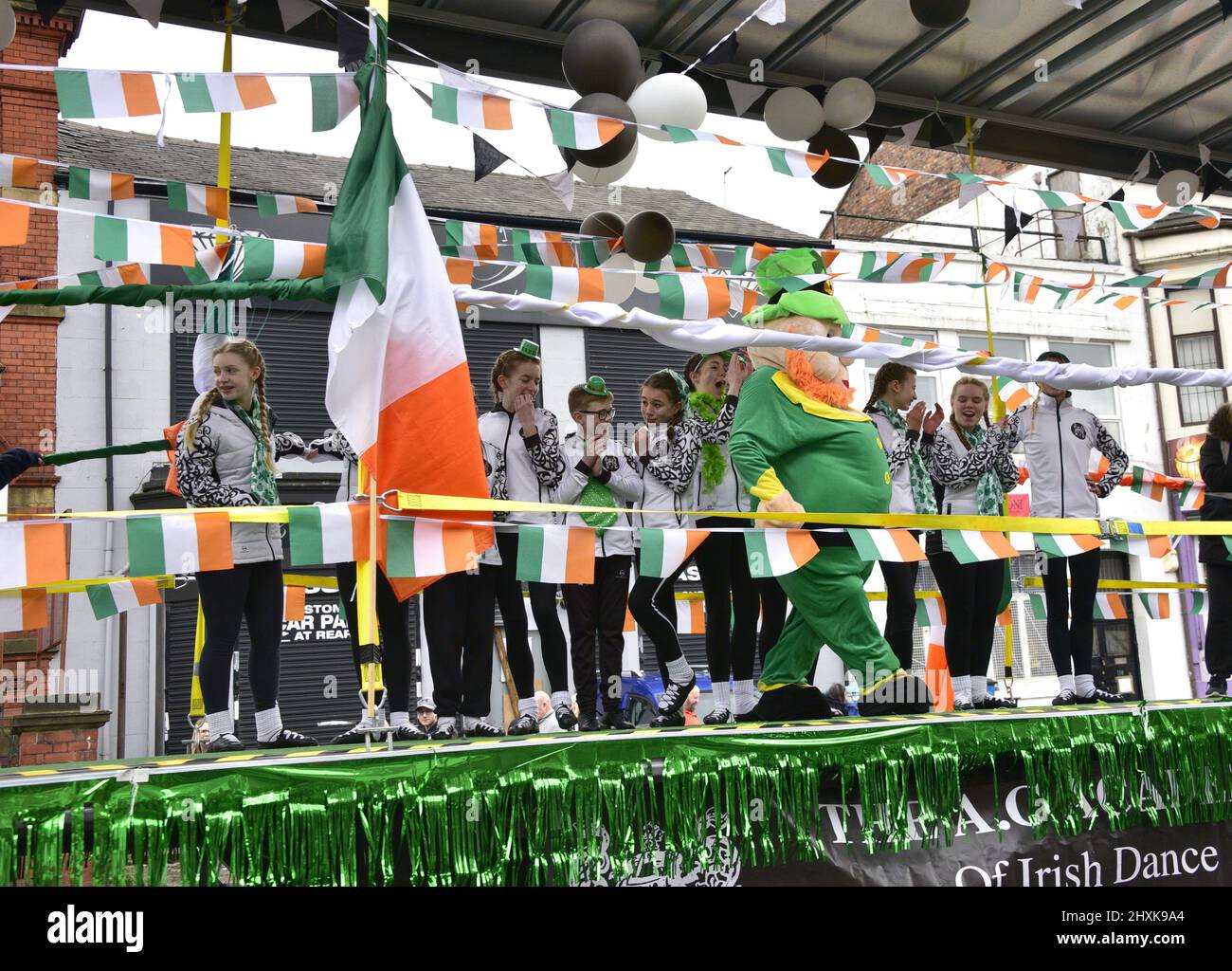 Manchester, UK, 13th March, 2022. Young people in an Irish dance group