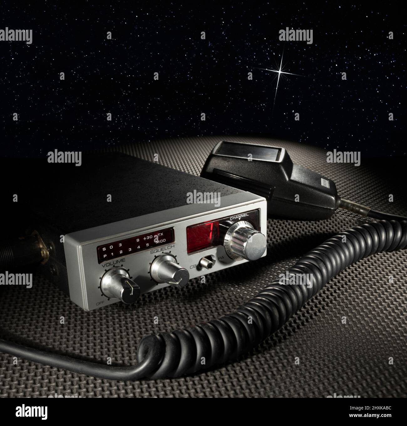 CB radio on channel 7 trying to transmit to a distant star Stock Photo