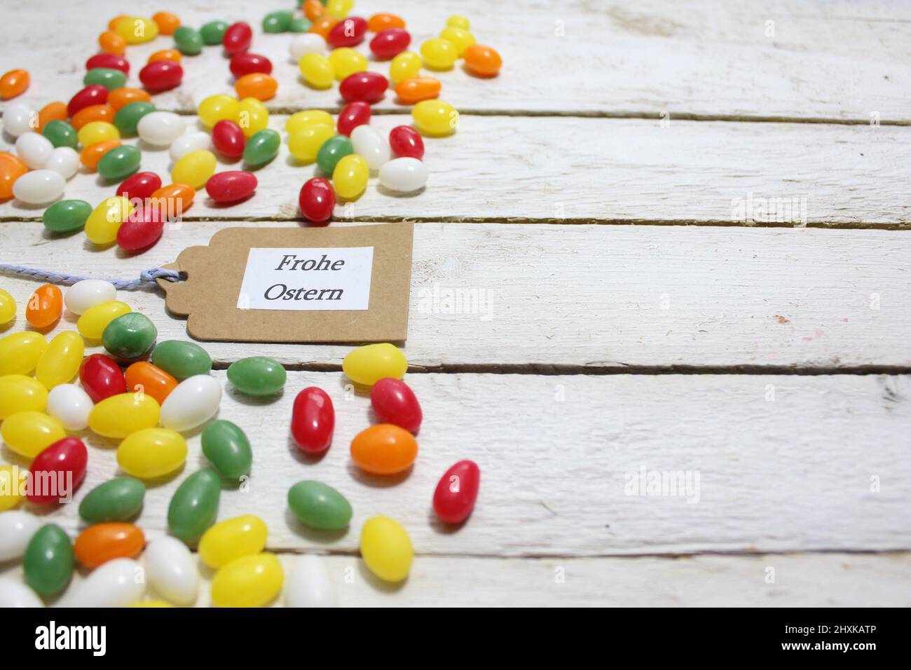 colorful easter decoration with the german text happy easter Stock Photo