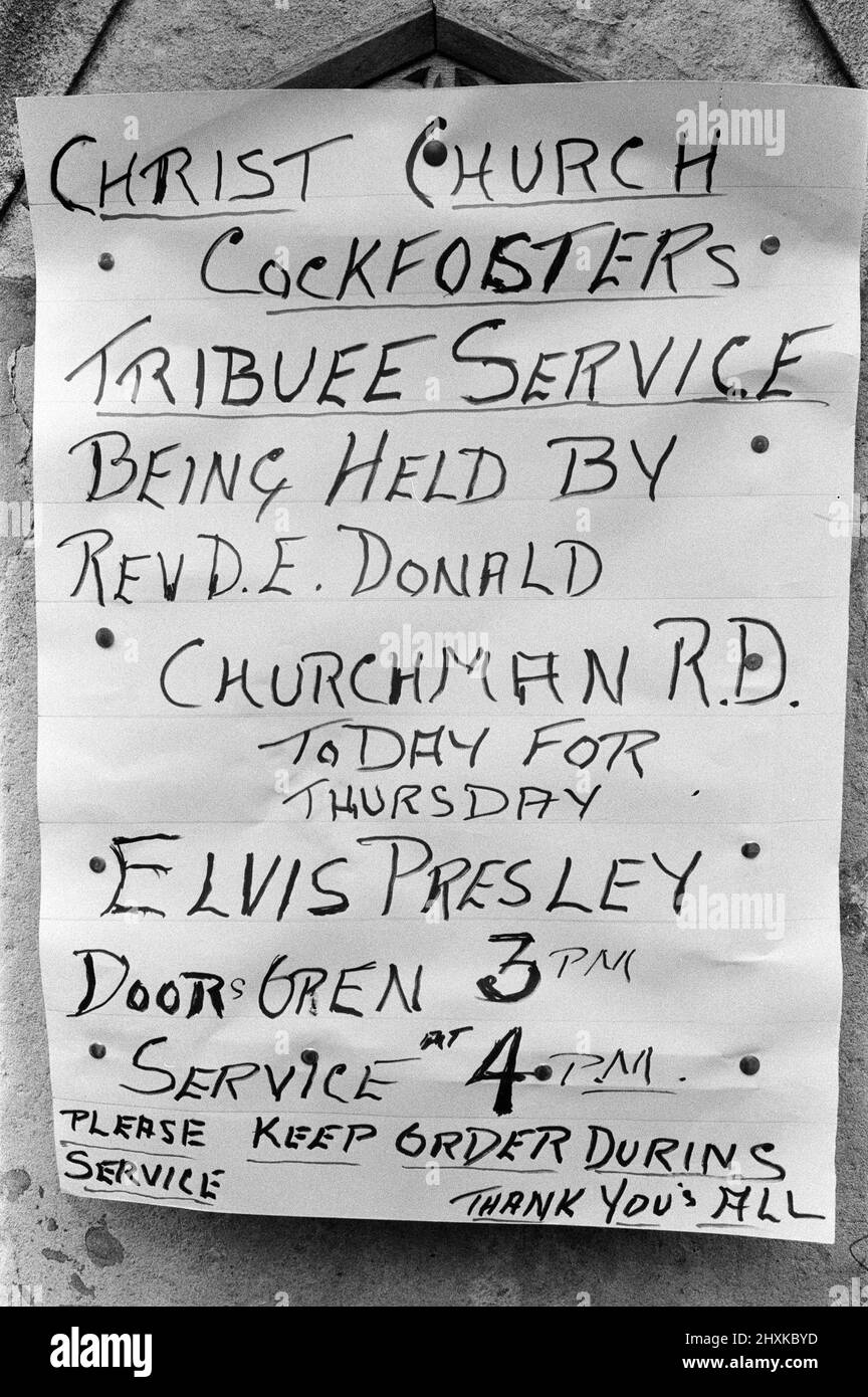 Elvis Presley Memorial Service, held at Christ Church in Cockfosters