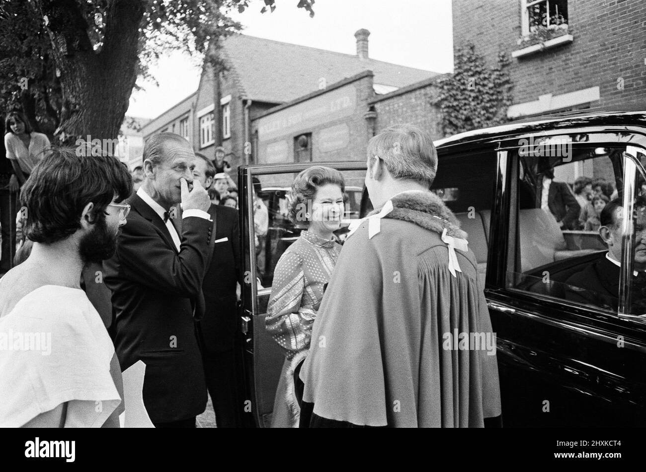Queen Elizabeth II and Prince Philip, Duke of Edinburgh attend Windsor Medieval Fair. 4th June 1977. Stock Photo