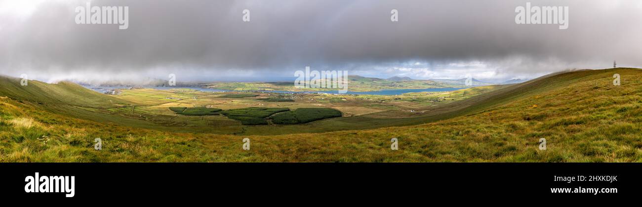 Panoramic view from the Skellig Ring, County Kerry, Ireland Stock Photo