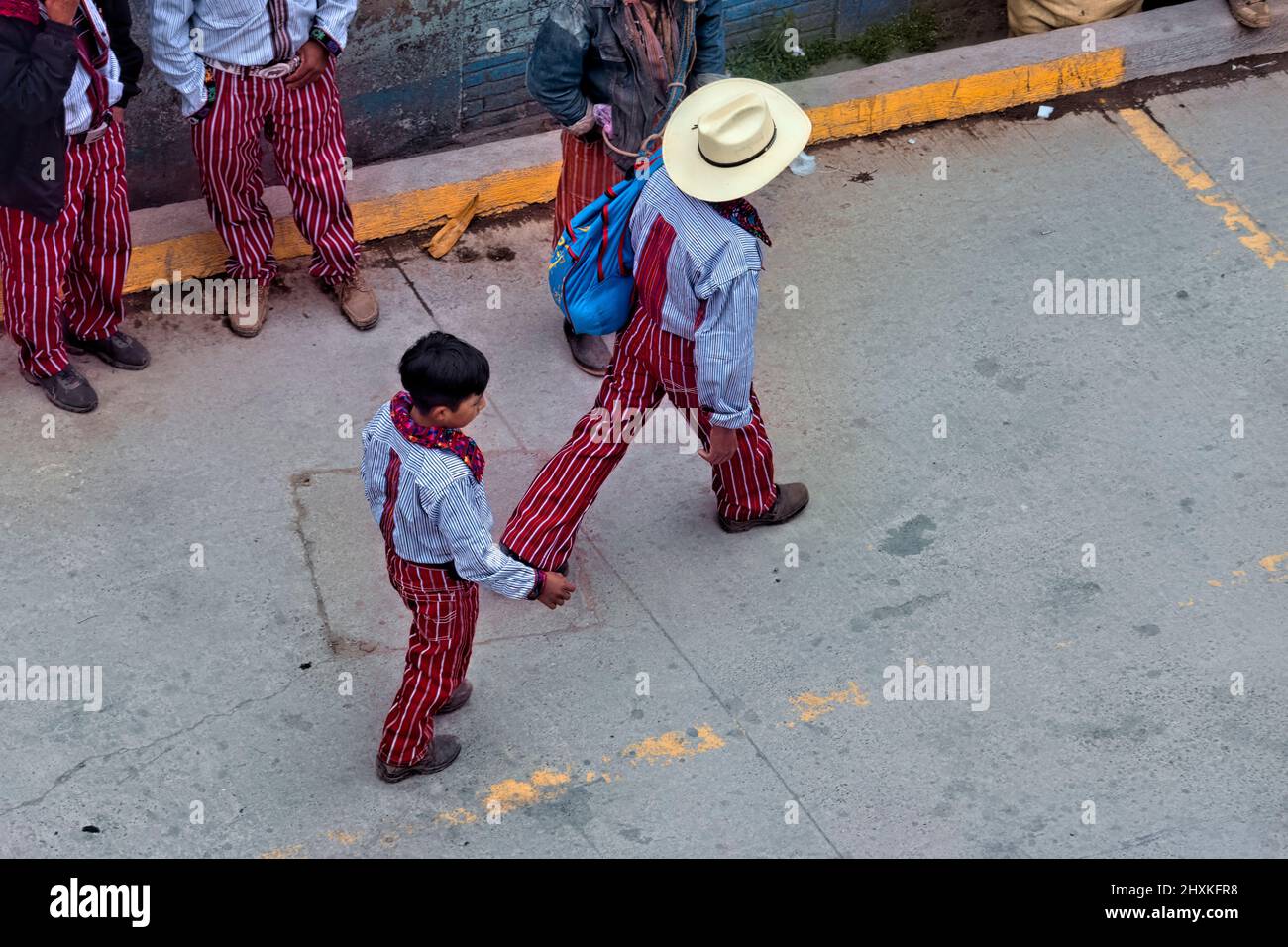 Men still wear traditional dress in Todos Santos Cuchumatán, Huehuetenango, Guatemala Stock Photo