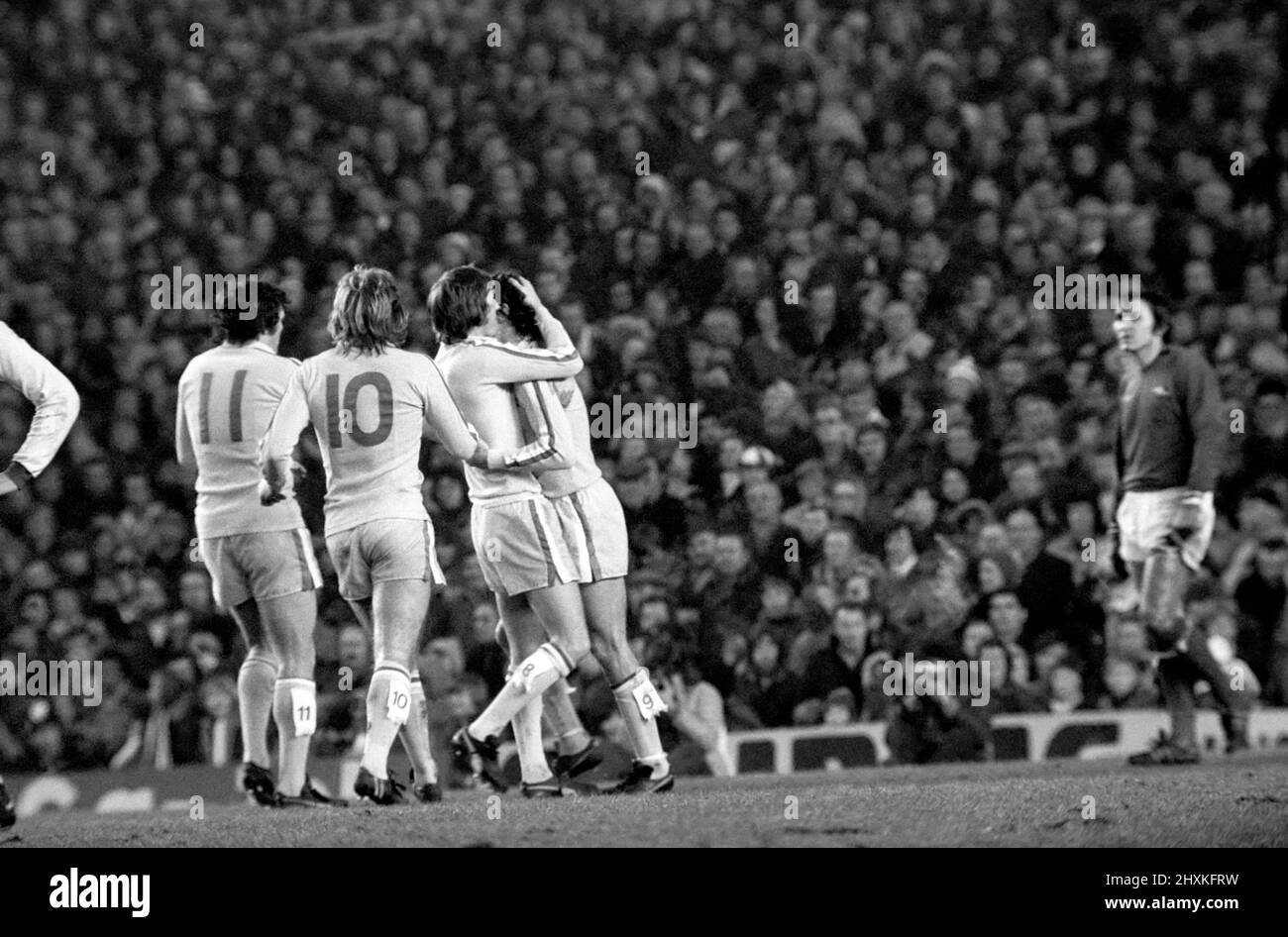 Football: Arsenal (1) vs. Leeds United (1). Division I. January 1977 77-00029-003 Stock Photo
