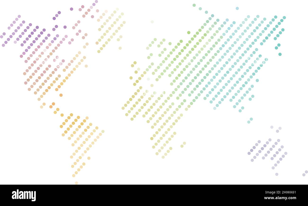 Dotted map of World. Colorful halftone design. Simple flat vector illustration Stock Vector