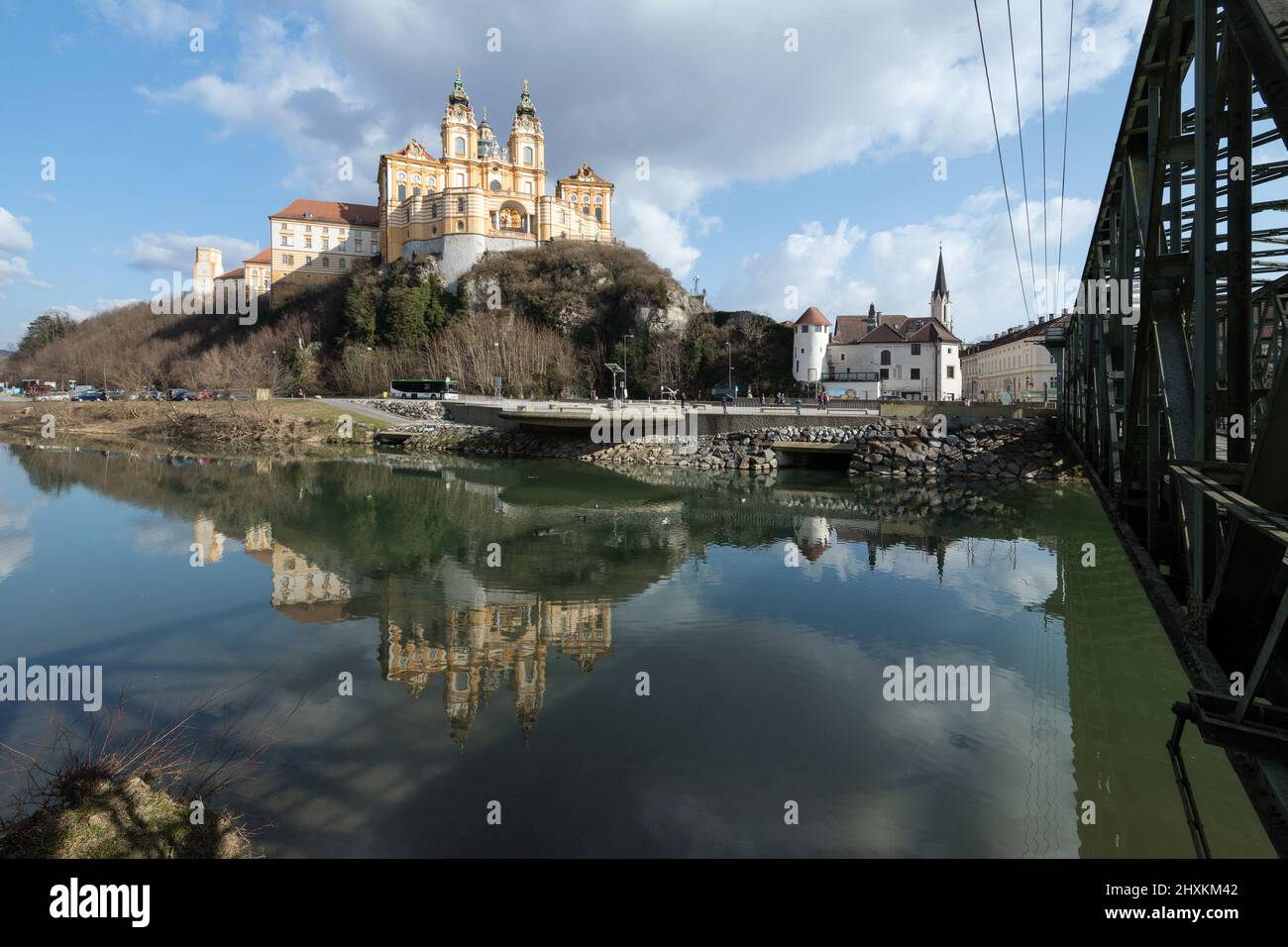 Benedictine Abbey in city Melk, Austria, UNESCO world cultural heritage site Stock Photo