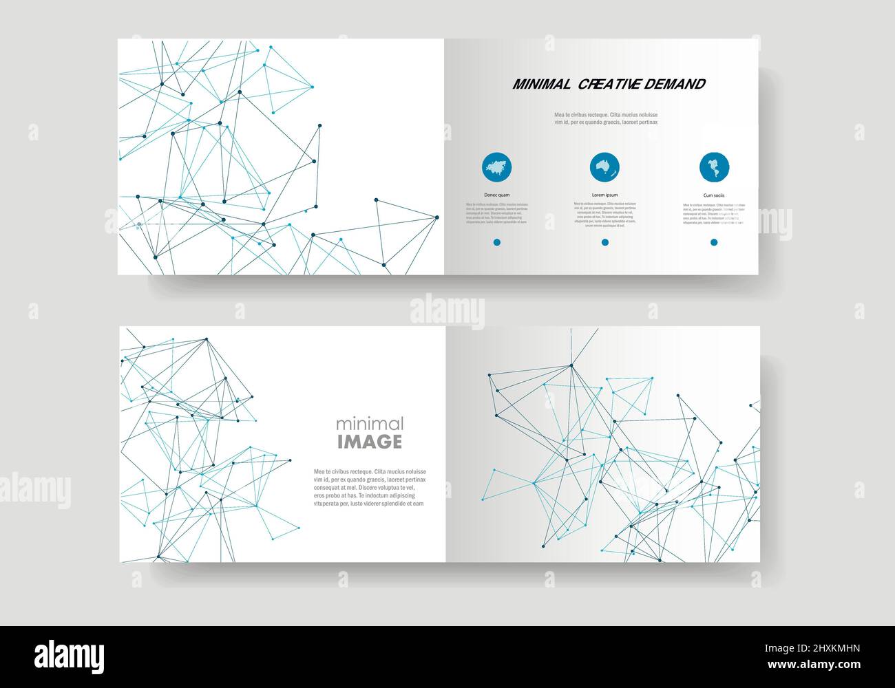 Brochure template layout and cover design with polygonal triangles and connected lines and dots Stock Vector